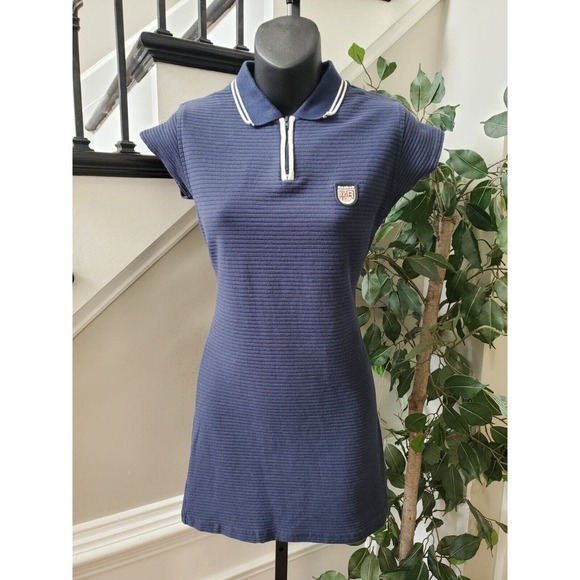 Reebok Classics Women's Blue Cotton Short Sleeve Polo Knee Length Dress Small - Picture 12 of 12